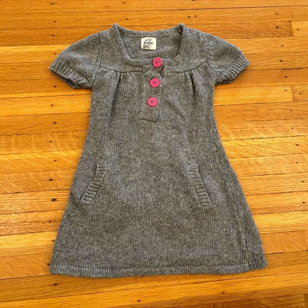 Mini Boden grey short sleeve sweater dress